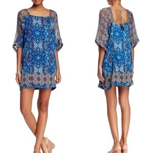 Gypsy 05 Amun Silk Mini Dress Printed Bohohemian Oversized XS Beach Cover-up